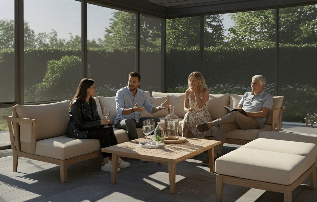 Pergola abbinata a vetrate panoramiche